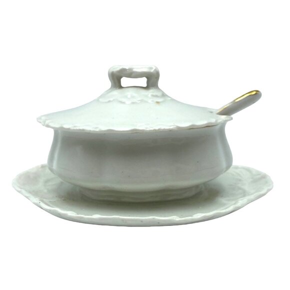 Haviland France Soup Tureen Ladle Ceramic White Vintage - Picture 4 of 15